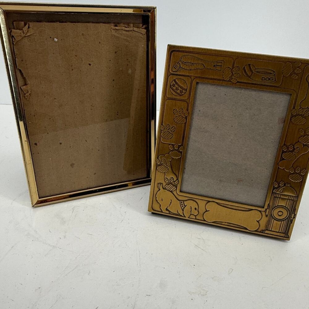 Gold Tone Picture Frame Lot 5x7 4x6 Dog Paw Bone Pet Frame Tabletop Decor